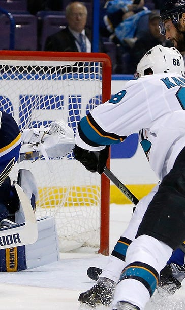 Blues lose game (6-3 to Sharks) and goalie (Elliott to injury)